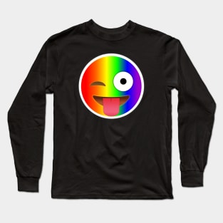 Winking Face with Tongue Emoji Gay | Pop Art Long Sleeve T-Shirt